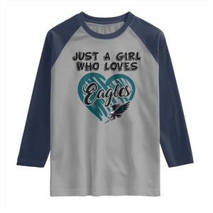 A Girl Who Loves Eagle Raglan Shirt TS02 Sport Gray Navy Print Your Wear