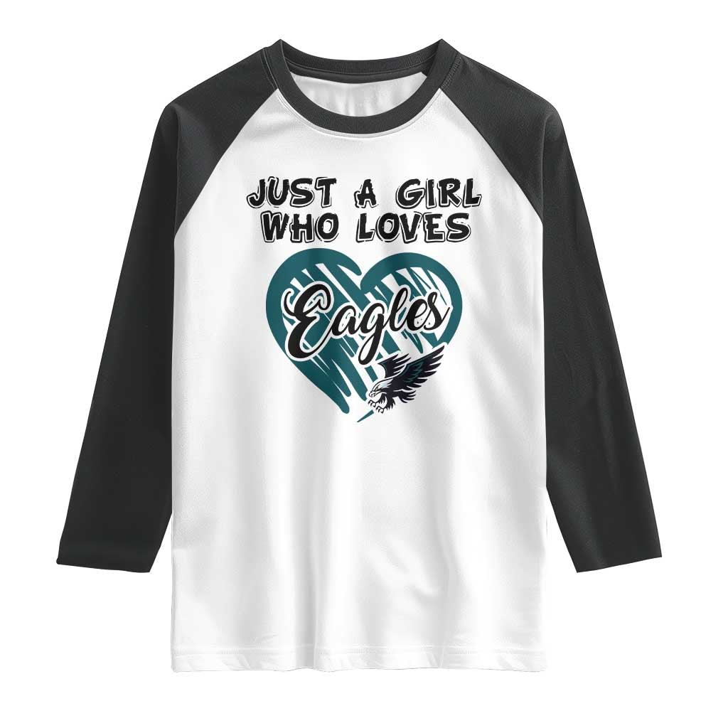 A Girl Who Loves Eagle Raglan Shirt TS02 White Black Print Your Wear