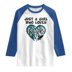 A Girl Who Loves Eagle Raglan Shirt TS02 White Royal Print Your Wear