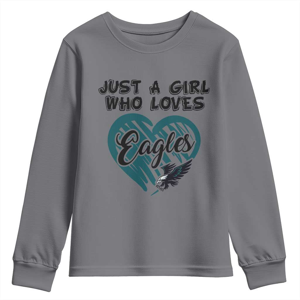 A Girl Who Loves Eagle Youth Sweatshirt TS02 Charcoal Print Your Wear