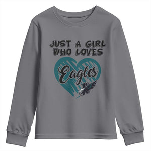 A Girl Who Loves Eagle Youth Sweatshirt TS02 Charcoal Print Your Wear