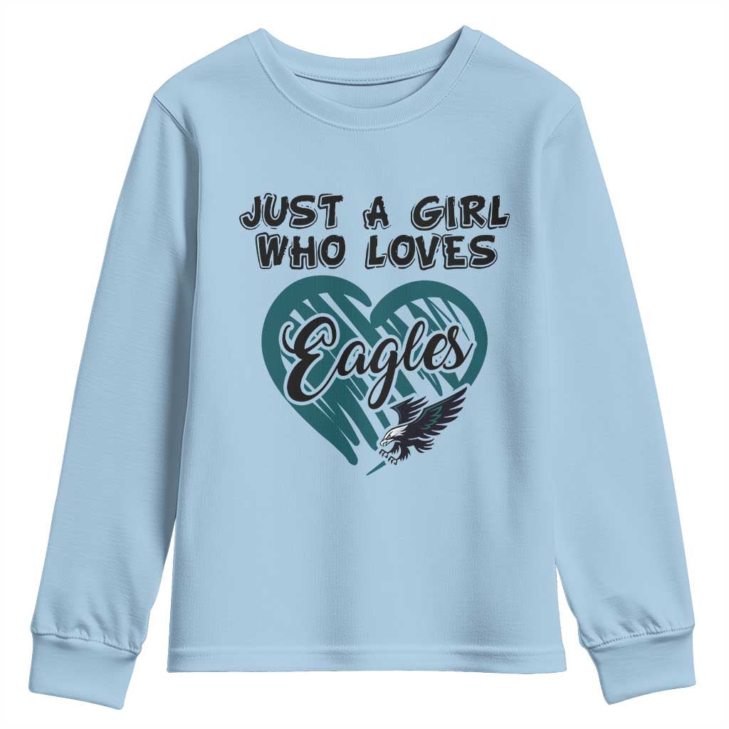 A Girl Who Loves Eagle Youth Sweatshirt TS02 Light Blue Print Your Wear