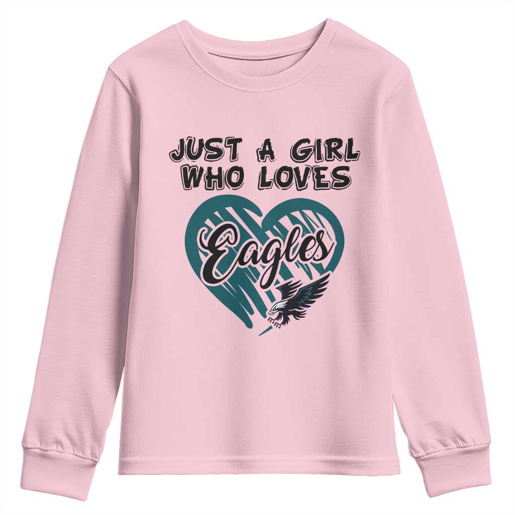A Girl Who Loves Eagle Youth Sweatshirt TS02 Light Pink Print Your Wear