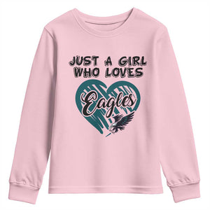 A Girl Who Loves Eagle Youth Sweatshirt TS02 Light Pink Print Your Wear