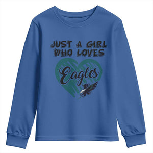 A Girl Who Loves Eagle Youth Sweatshirt TS02 Royal Blue Print Your Wear