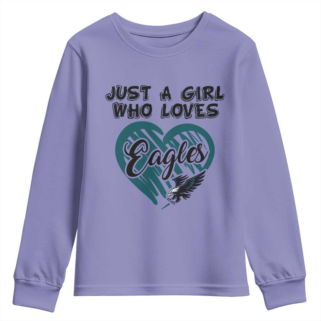 A Girl Who Loves Eagle Youth Sweatshirt TS02 Violet Print Your Wear