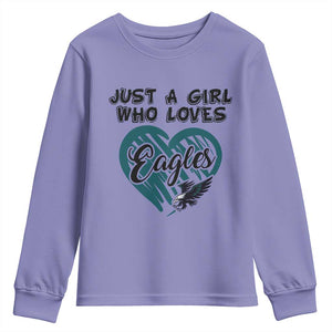 A Girl Who Loves Eagle Youth Sweatshirt TS02 Violet Print Your Wear
