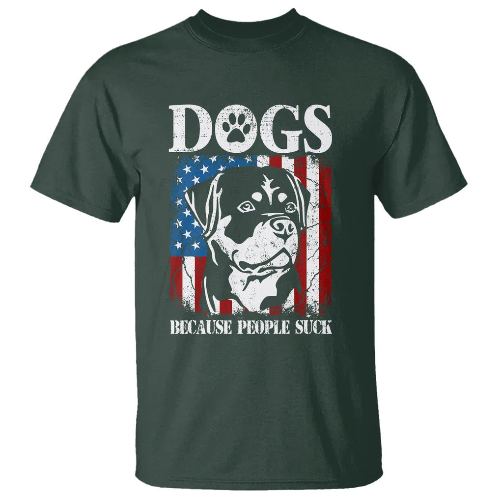 Funny Labrador T Shirt Dogs Because People Suck Lab Lover American Flag TS02 Dark Forest Green Printyourwear