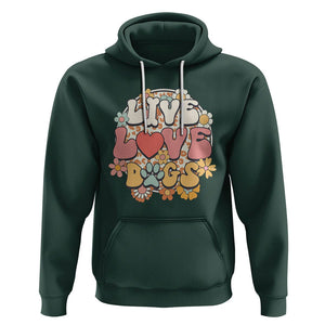 Dog Lover Hoodie Live Love Dogs Retro Groovy TS02 Dark Forest Green Printyourwear
