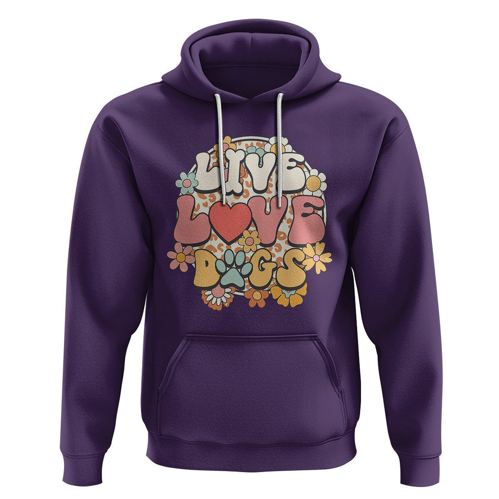 Dog Lover Hoodie Live Love Dogs Retro Groovy TS02 Purple Printyourwear