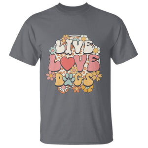 Dog Lover T Shirt Live Love Dogs Retro Groovy TS02 Charcoal Printyourwear