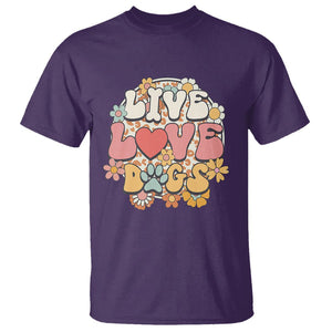 Dog Lover T Shirt Live Love Dogs Retro Groovy TS02 Purple Printyourwear