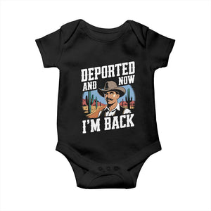 Funny Mexican Cowboy Baby Onesie Now I'm Back Retro Vintage Desert TS02 Black Print Your Wear