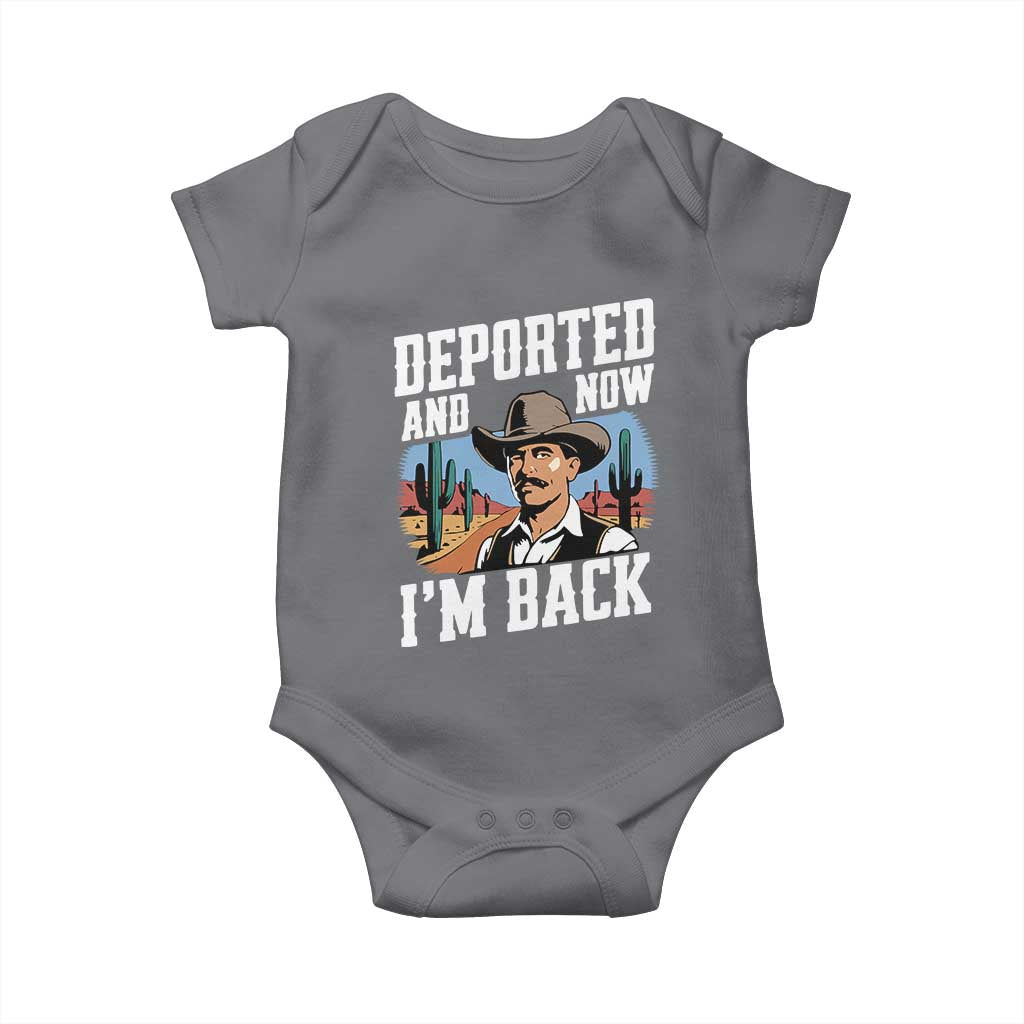 Funny Mexican Cowboy Baby Onesie Now I'm Back Retro Vintage Desert TS02 Charcoal Print Your Wear