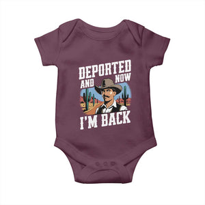 Funny Mexican Cowboy Baby Onesie Now I'm Back Retro Vintage Desert TS02 Maroon Print Your Wear