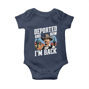 Funny Mexican Cowboy Baby Onesie Now I'm Back Retro Vintage Desert TS02 Navy Print Your Wear