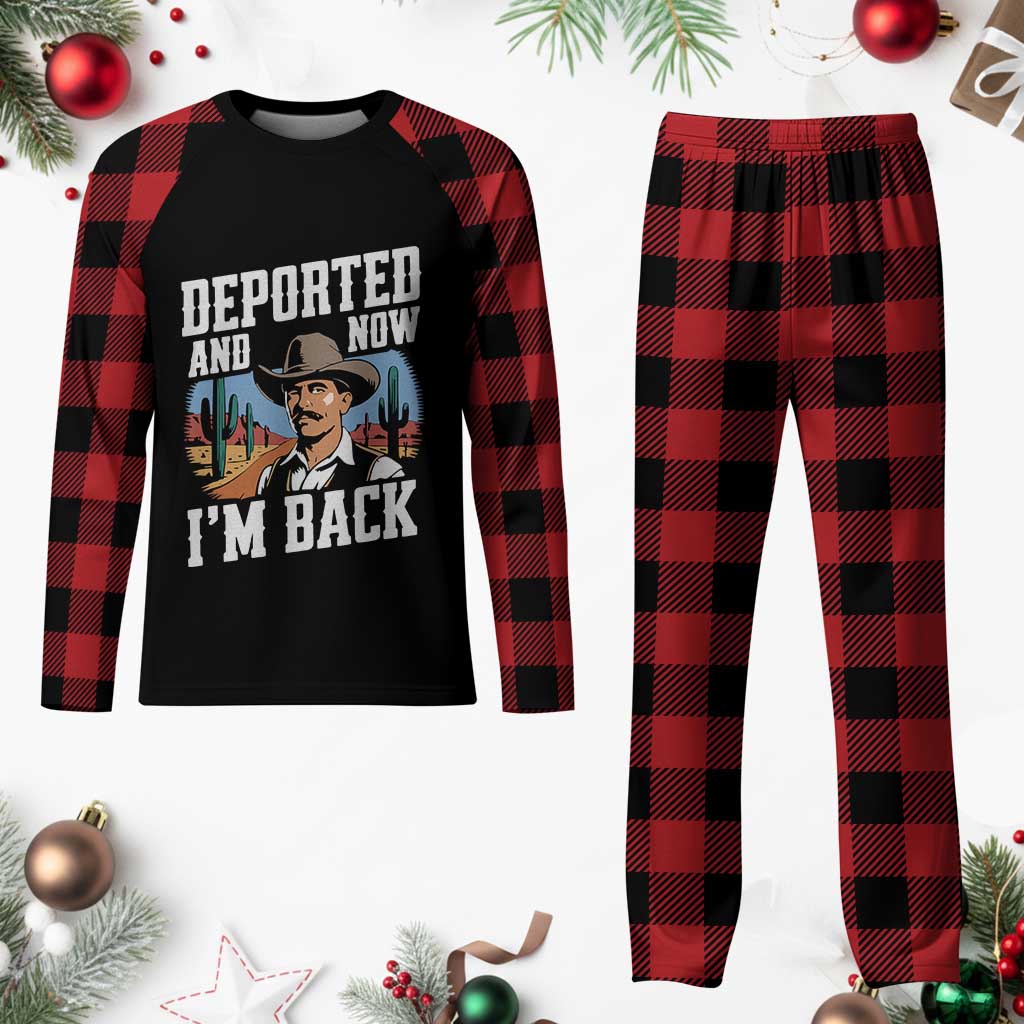 Funny Mexican Cowboy Plaid Pajama Set Now I'm Back Retro Vintage Desert TS02 Buffalo Plaid Print Your Wear