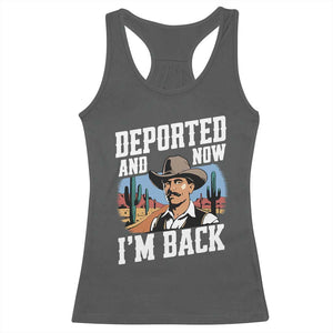 Funny Mexican Cowboy Racerback Tank Top Now I'm Back Retro Vintage Desert TS02 Dark Heather Print Your Wear