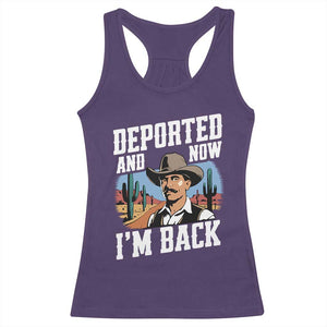 Funny Mexican Cowboy Racerback Tank Top Now I'm Back Retro Vintage Desert TS02 Purple Print Your Wear