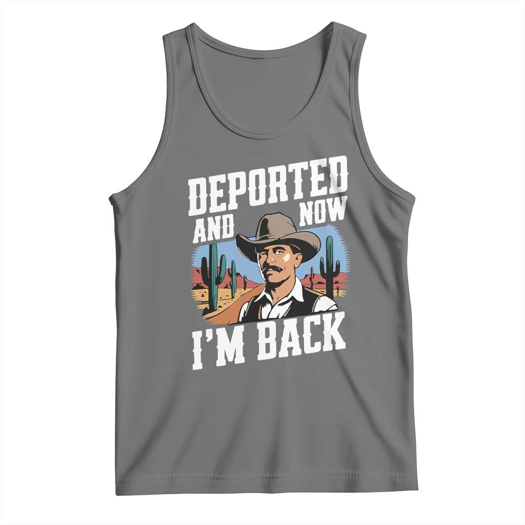 Funny Mexican Cowboy Tank Top Now I'm Back Retro Vintage Desert TS02 Black Heather Print Your Wear