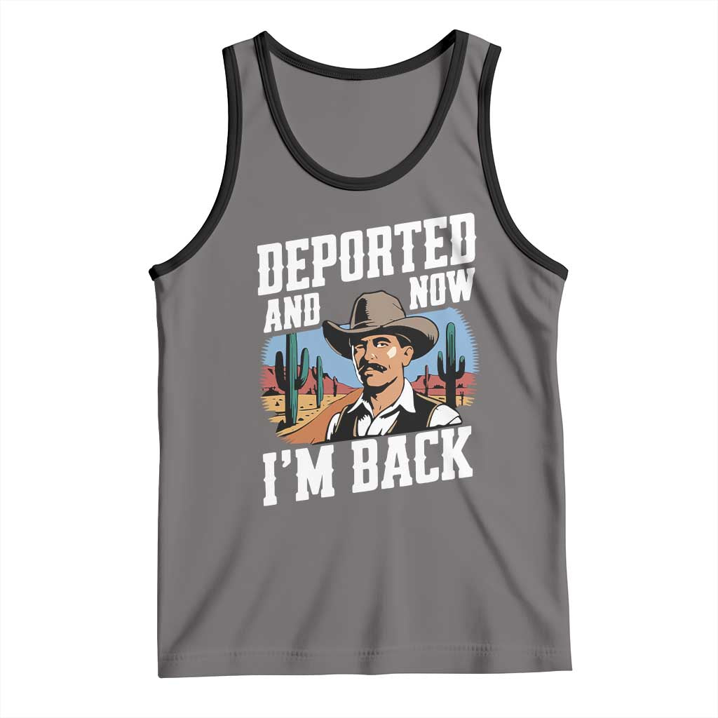 Funny Mexican Cowboy Tank Top Now I'm Back Retro Vintage Desert TS02 Deep Heather Black Print Your Wear