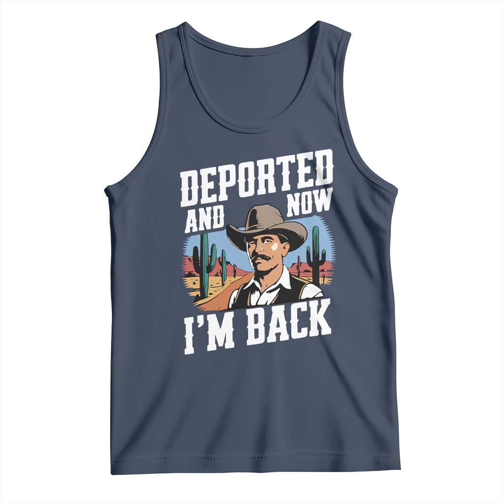 Funny Mexican Cowboy Tank Top Now I'm Back Retro Vintage Desert TS02 Navy Print Your Wear