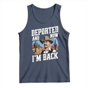 Funny Mexican Cowboy Tank Top Now I'm Back Retro Vintage Desert TS02 Navy Print Your Wear