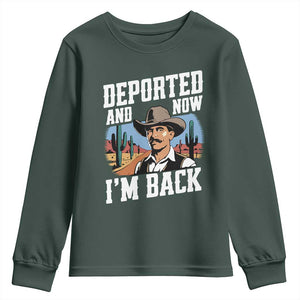 Funny Mexican Cowboy Youth Sweatshirt Now I'm Back Retro Vintage Desert TS02 Dark Forest Green Print Your Wear