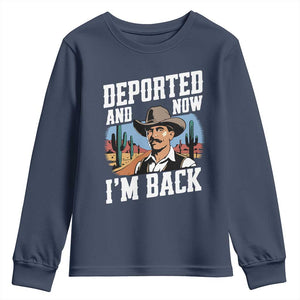 Funny Mexican Cowboy Youth Sweatshirt Now I'm Back Retro Vintage Desert TS02 Navy Print Your Wear