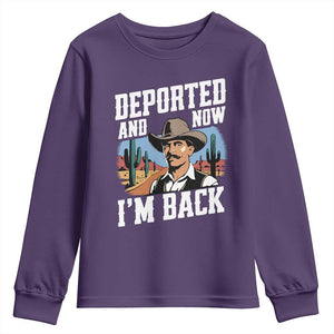 Funny Mexican Cowboy Youth Sweatshirt Now I'm Back Retro Vintage Desert TS02 Purple Print Your Wear