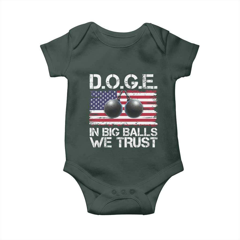 Funny D.O.G.E Patriotic 2025 Baby Onesie In Big Balls We Trust American Flag TS02 Print Your Wear