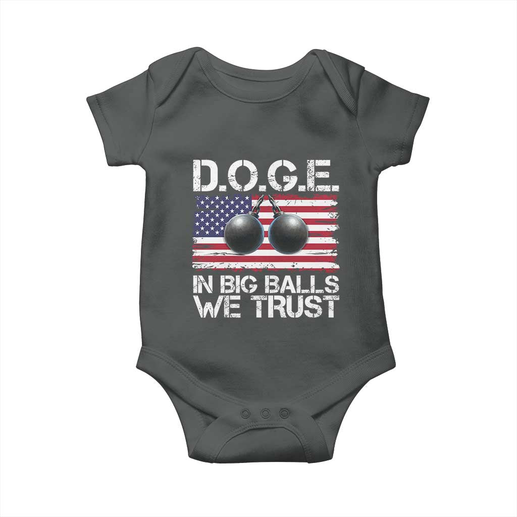 Funny D.O.G.E Patriotic 2025 Baby Onesie In Big Balls We Trust American Flag TS02 Dark Heather Print Your Wear