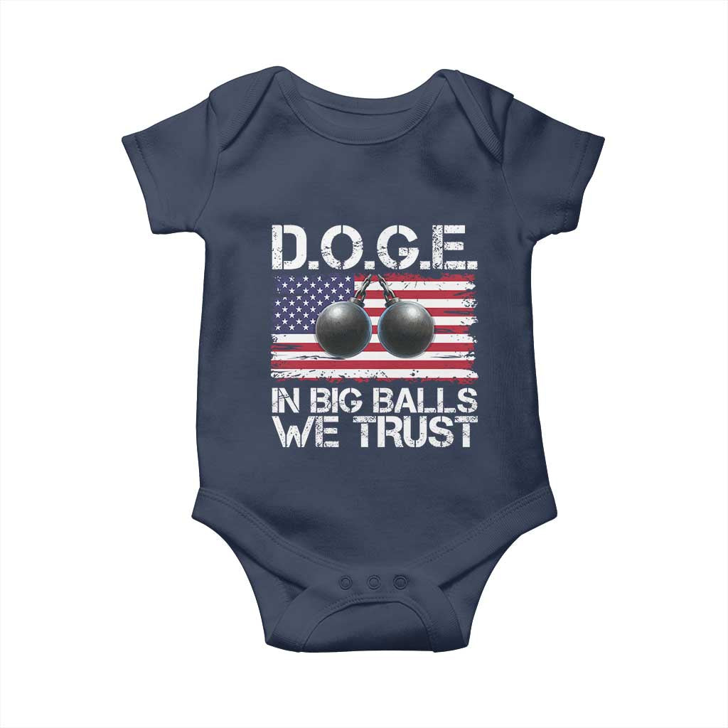 Funny D.O.G.E Patriotic 2025 Baby Onesie In Big Balls We Trust American Flag TS02 Navy Print Your Wear