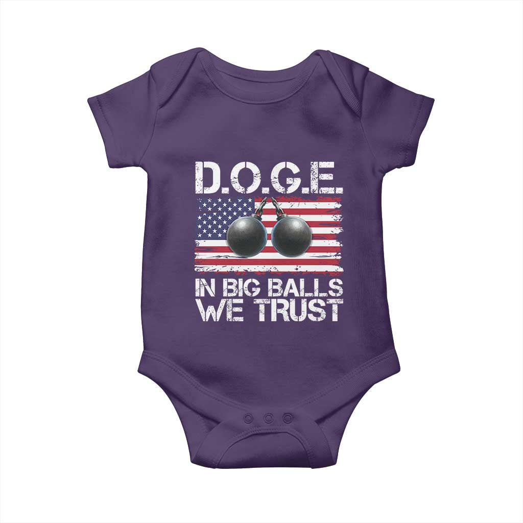 Funny D.O.G.E Patriotic 2025 Baby Onesie In Big Balls We Trust American Flag TS02 Purple Print Your Wear