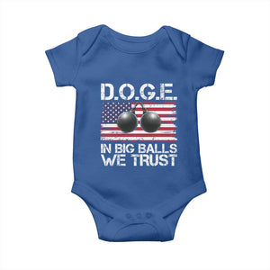 Funny D.O.G.E Patriotic 2025 Baby Onesie In Big Balls We Trust American Flag TS02 Royal Blue Print Your Wear