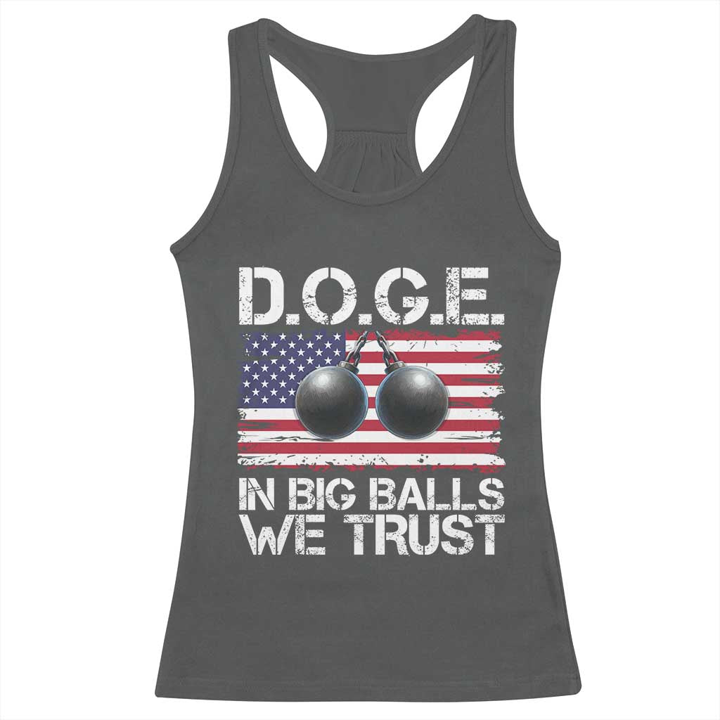 Funny D.O.G.E Patriotic 2025 Racerback Tank Top In Big Balls We Trust American Flag TS02 Dark Heather Print Your Wear