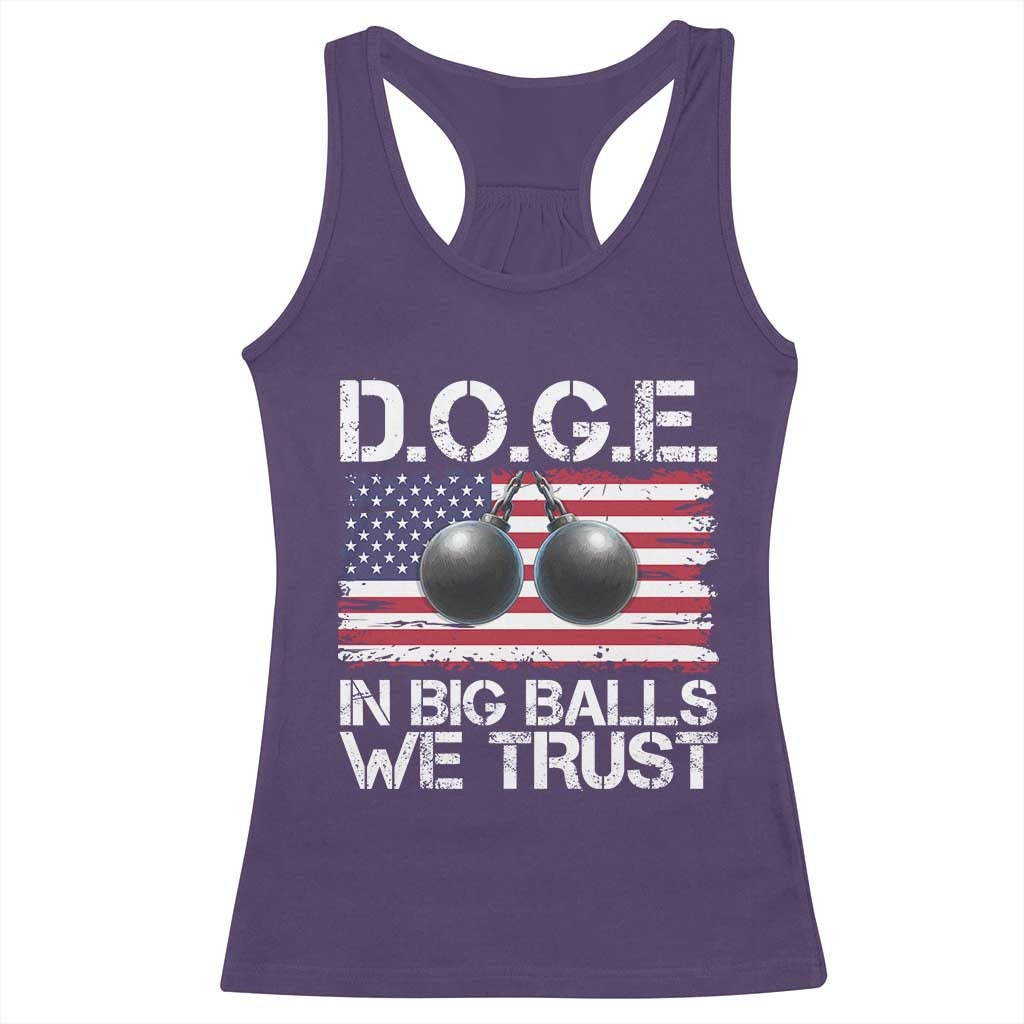 Funny D.O.G.E Patriotic 2025 Racerback Tank Top In Big Balls We Trust American Flag TS02 Purple Print Your Wear