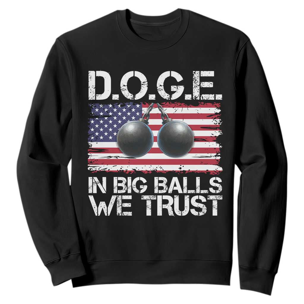Funny D.O.G.E Patriotic 2025 Sweatshirt In Big Balls We Trust American Flag TS02 Black Print Your Wear