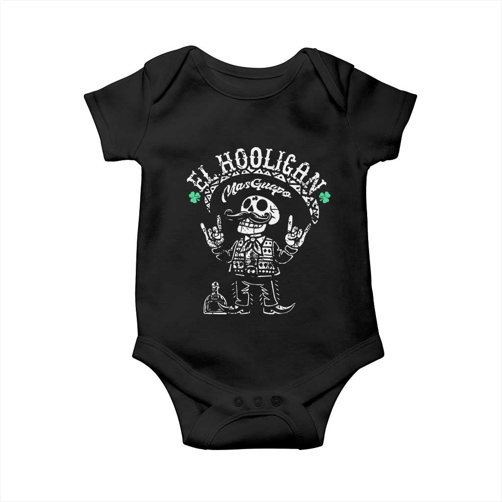 Funny Mexican Mariachi Skeleton Baby Onesie El Hooligan Mas Guapo Very Handsome TS02 Black Print Your Wear