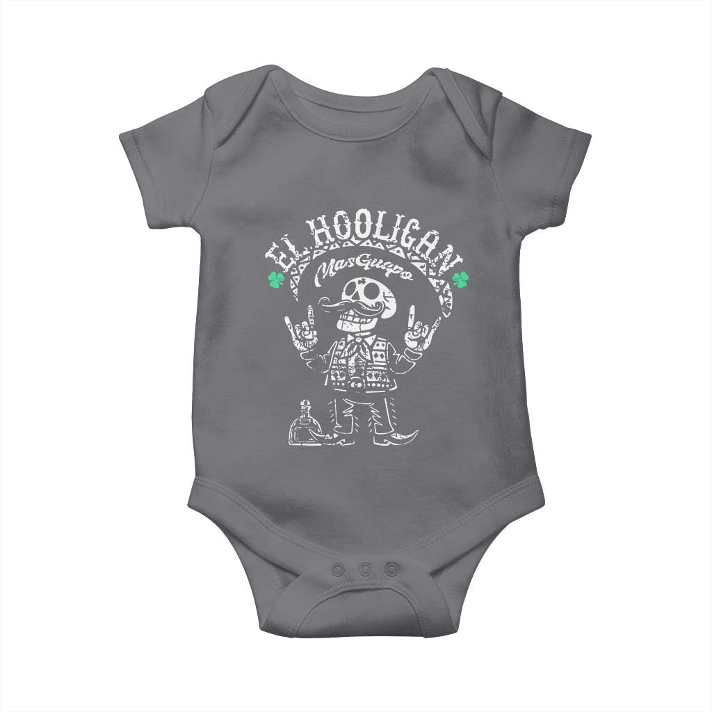 Funny Mexican Mariachi Skeleton Baby Onesie El Hooligan Mas Guapo Very Handsome TS02 Charcoal Print Your Wear
