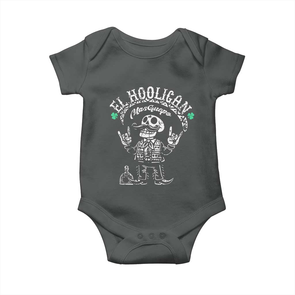 Funny Mexican Mariachi Skeleton Baby Onesie El Hooligan Mas Guapo Very Handsome TS02 Dark Heather Print Your Wear