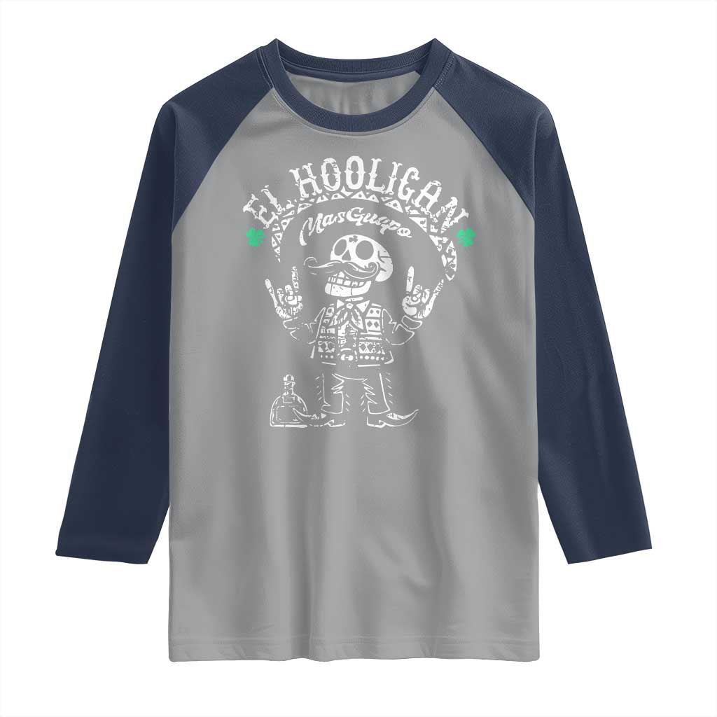Funny Mexican Mariachi Skeleton Raglan Shirt El Hooligan Mas Guapo Very Handsome TS02 Sport Gray Navy Print Your Wear