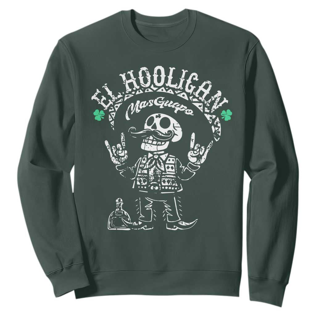 Funny Mexican Mariachi Skeleton Sweatshirt El Hooligan Mas Guapo Very Handsome TS02 Dark Forest Green Print Your Wear