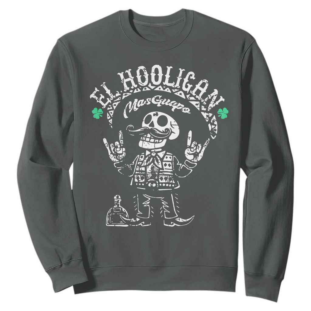 Funny Mexican Mariachi Skeleton Sweatshirt El Hooligan Mas Guapo Very Handsome TS02 Dark Heather Print Your Wear