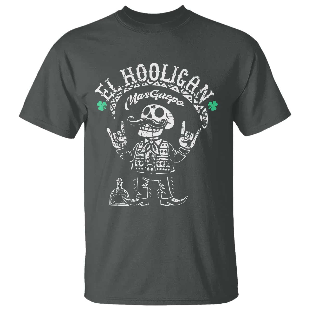 Funny Mexican Mariachi Skeleton T Shirt El Hooligan Mas Guapo Very Handsome TS02 Dark Heather Print Your Wear