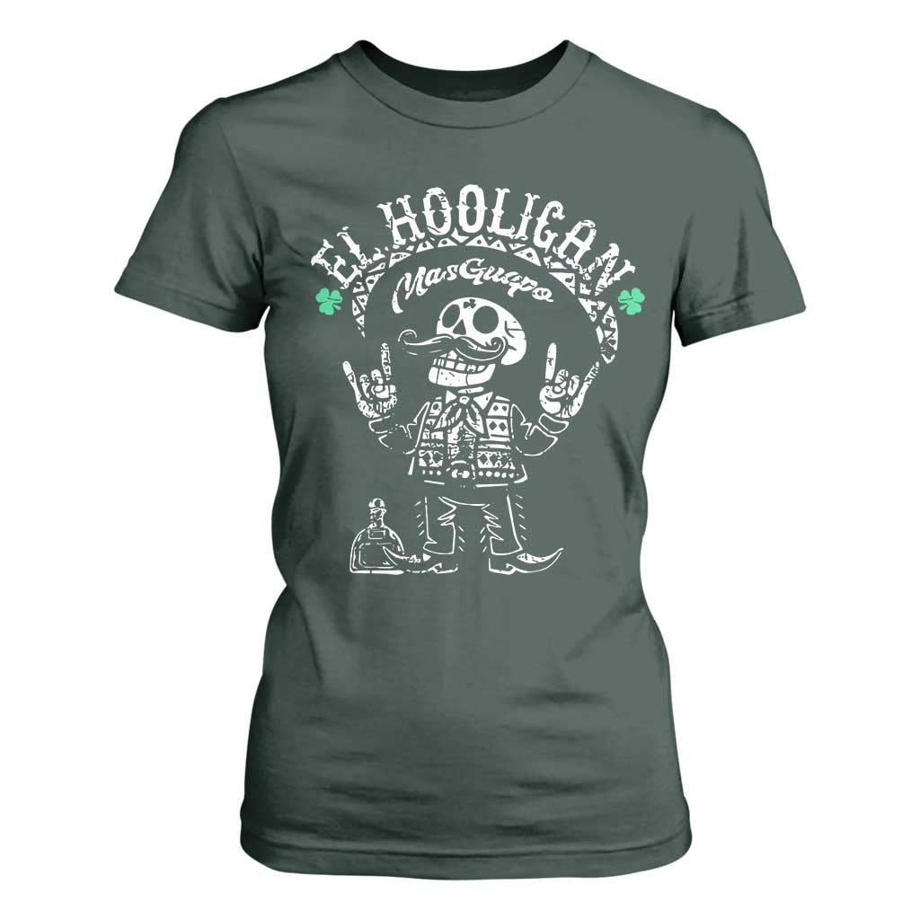 Funny Mexican Mariachi Skeleton T Shirt For Women El Hooligan Mas Guapo Very Handsome TS02 Dark Forest Green Print Your Wear