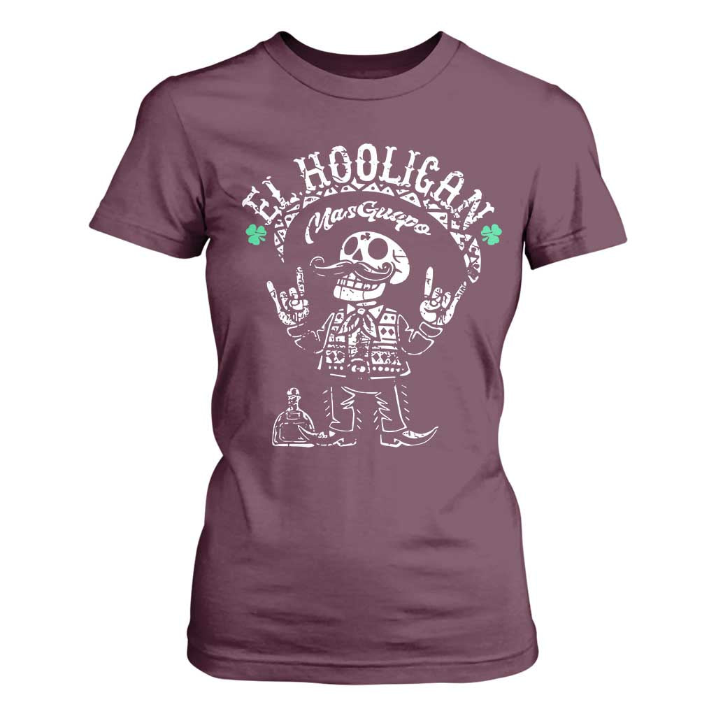 Funny Mexican Mariachi Skeleton T Shirt For Women El Hooligan Mas Guapo Very Handsome TS02 Maroon Print Your Wear
