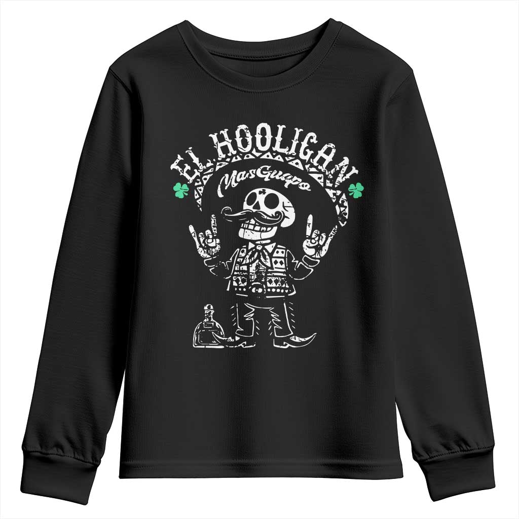 Funny Mexican Mariachi Skeleton Youth Sweatshirt El Hooligan Mas Guapo Very Handsome TS02 Black Print Your Wear