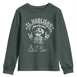 Funny Mexican Mariachi Skeleton Youth Sweatshirt El Hooligan Mas Guapo Very Handsome TS02 Dark Forest Green Print Your Wear