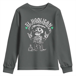 Funny Mexican Mariachi Skeleton Youth Sweatshirt El Hooligan Mas Guapo Very Handsome TS02 Dark Heather Print Your Wear